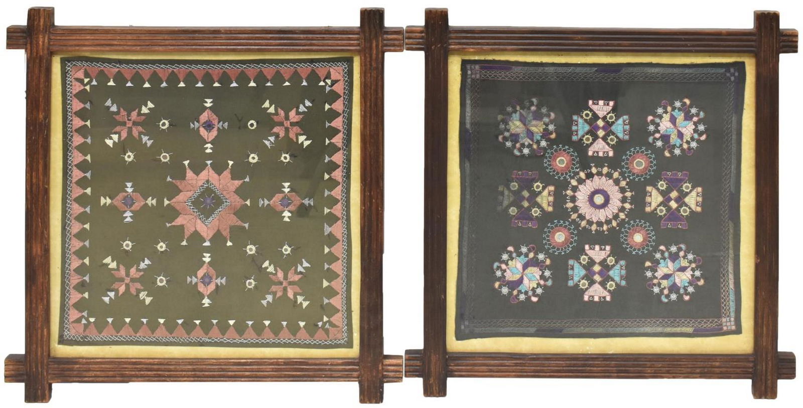 (2) FRAMED UZBEKISTAN SUZANI NEEDLEWORK TEXTILES (1 of 2)