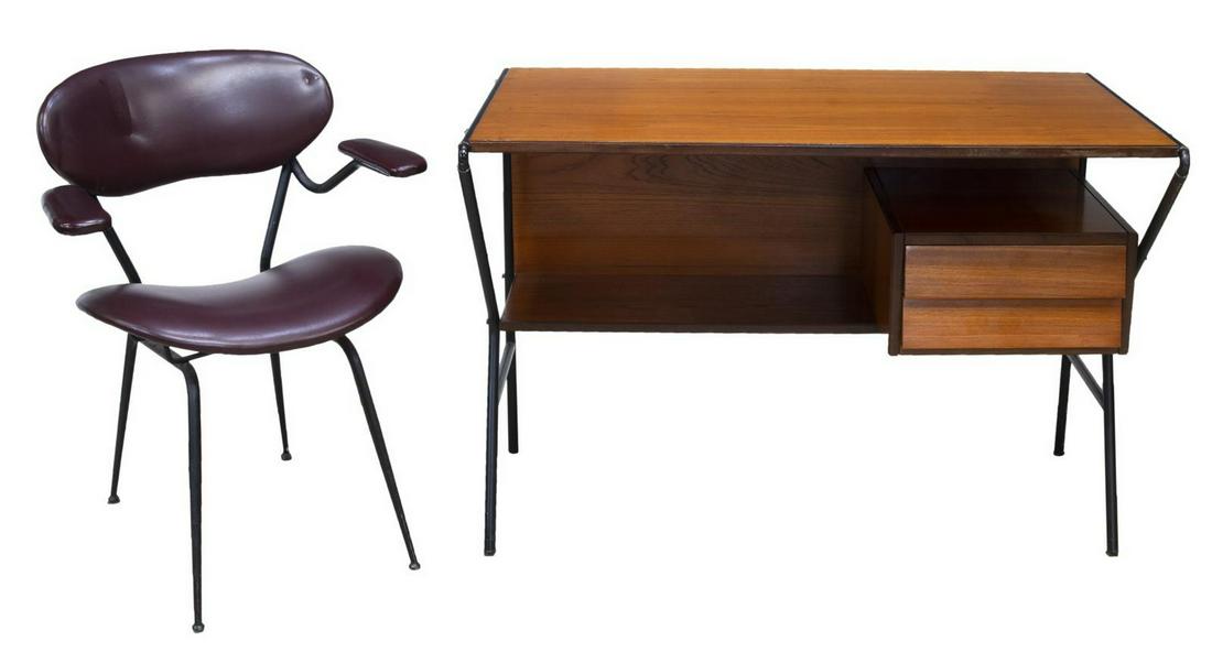 (2) ITALIAN MID-CENTURY MODERN TEAK DESK & CHAIR (1 of 4)