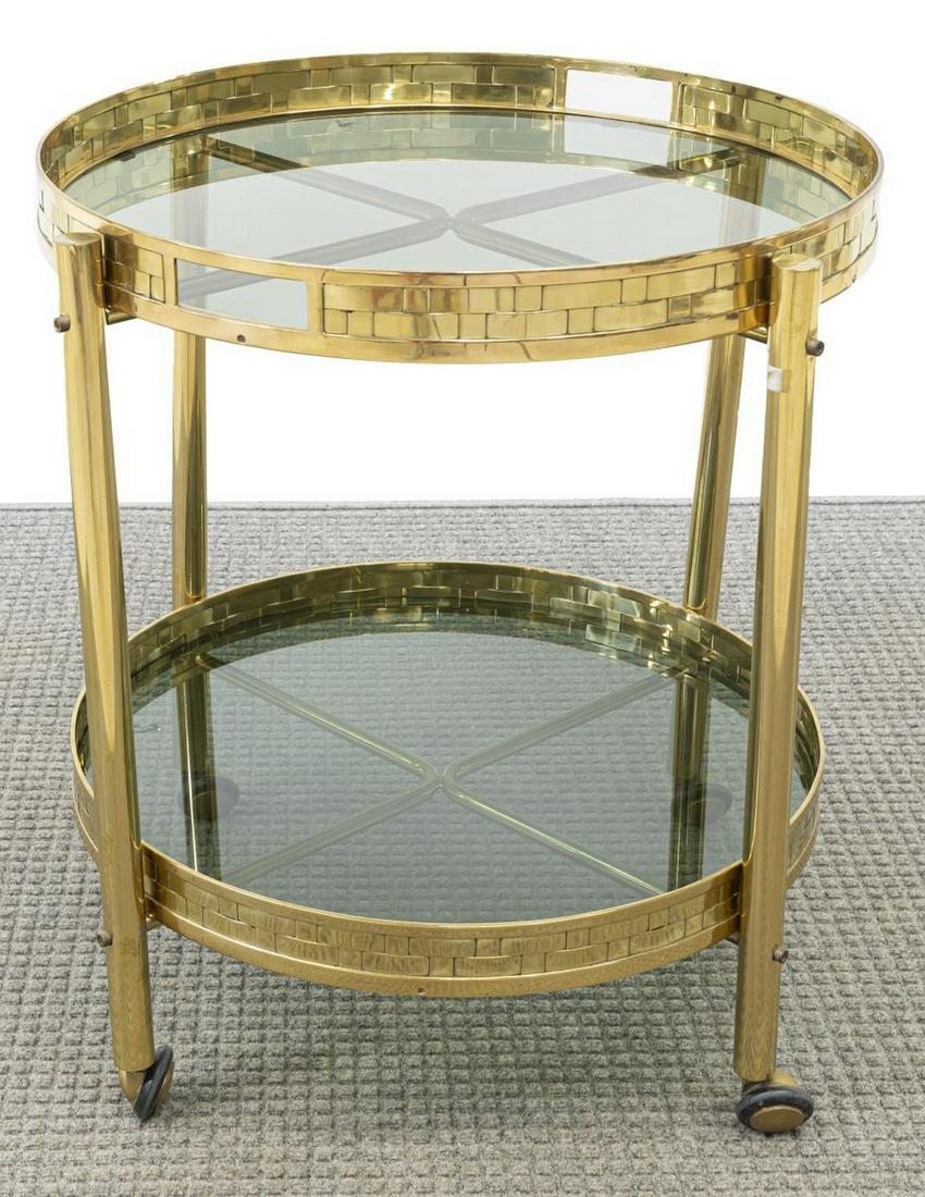 MODERN BRASS TRAY-TOP SMOKE GLASS SERVICE BAR CART (1 of 2)