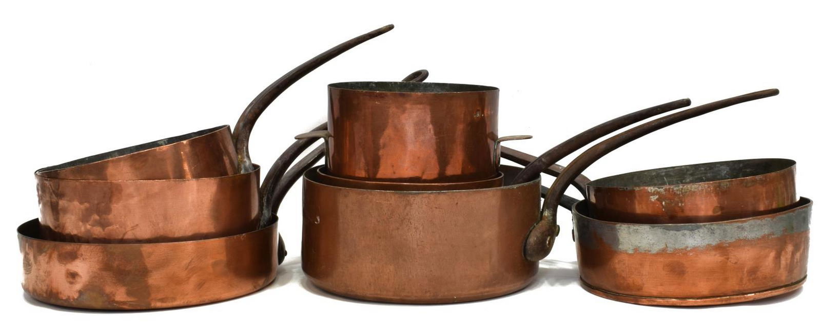 (8) COLLECTION OF FRENCH COPPER KITCHEN PANS POTS (1 of 4)