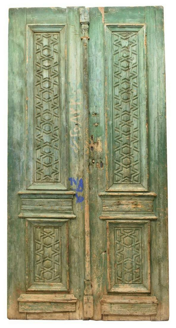FRENCH COLONIAL PAINTED PINE DOUBLE DOORS (1 of 3)