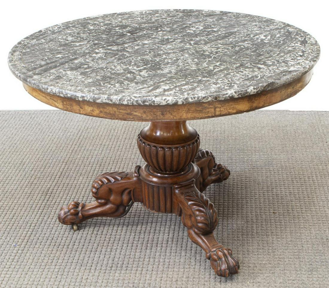FRENCH NAPOLEON III MARBLE-TOP MAHOGANY TABLE (1 of 3)