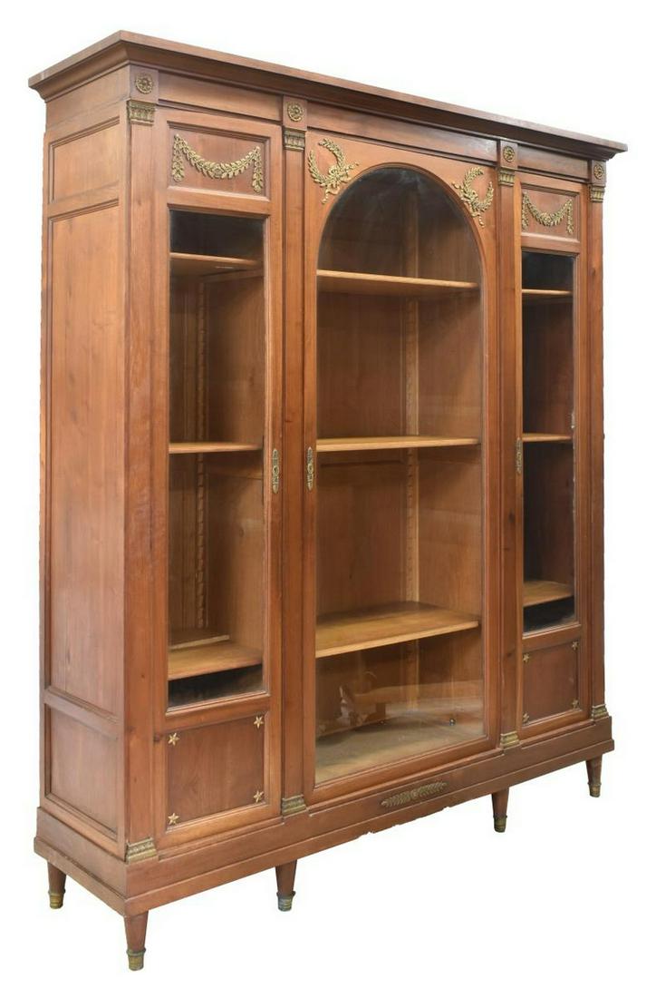 FRENCH EMPIRE STYLE GLAZED MAHOGANY BOOKCASE (1 of 3)
