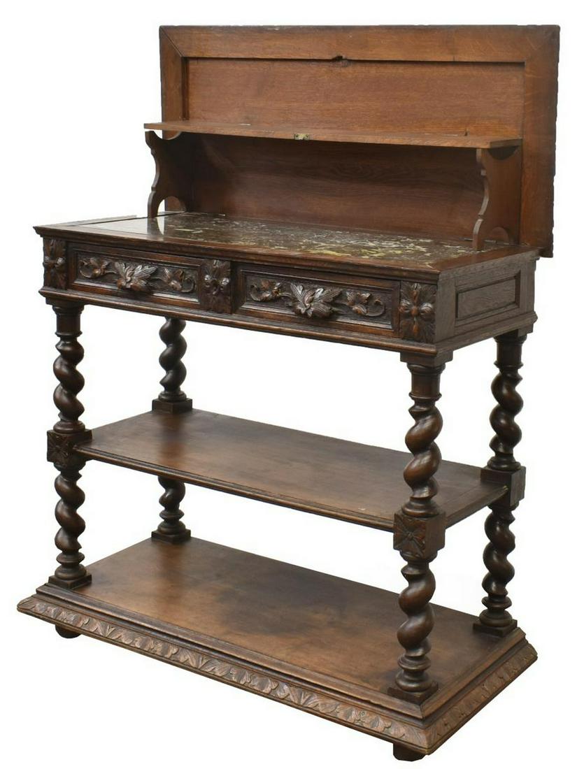 FRENCH HENRI II STYLE CARVED OAK SERVER (1 of 4)