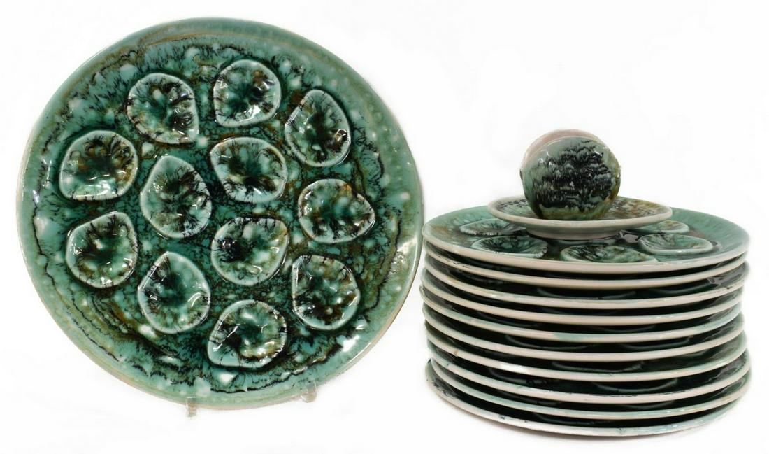 (12) FRENCH NIDERVILLER FAIENCE OYSTER PLATES (1 of 4)
