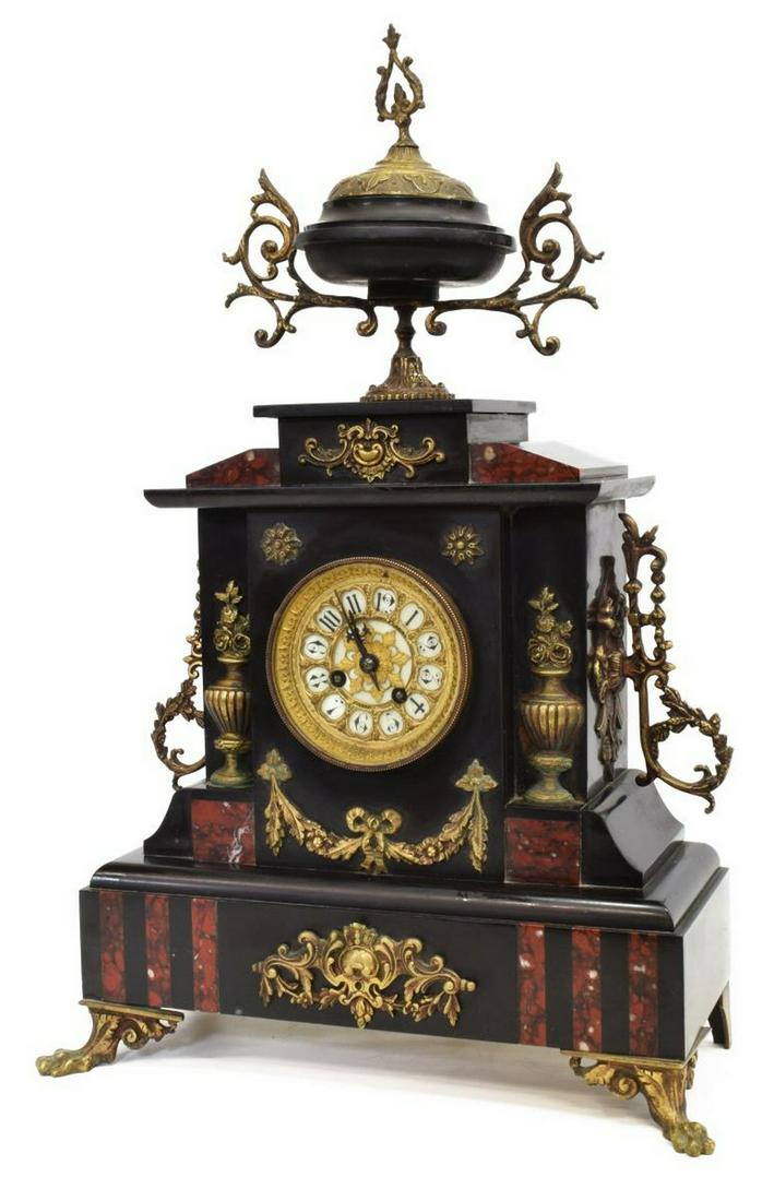 FRENCH NAPOLEON III MARBLE CASE MANTEL CLOCK (1 of 6)