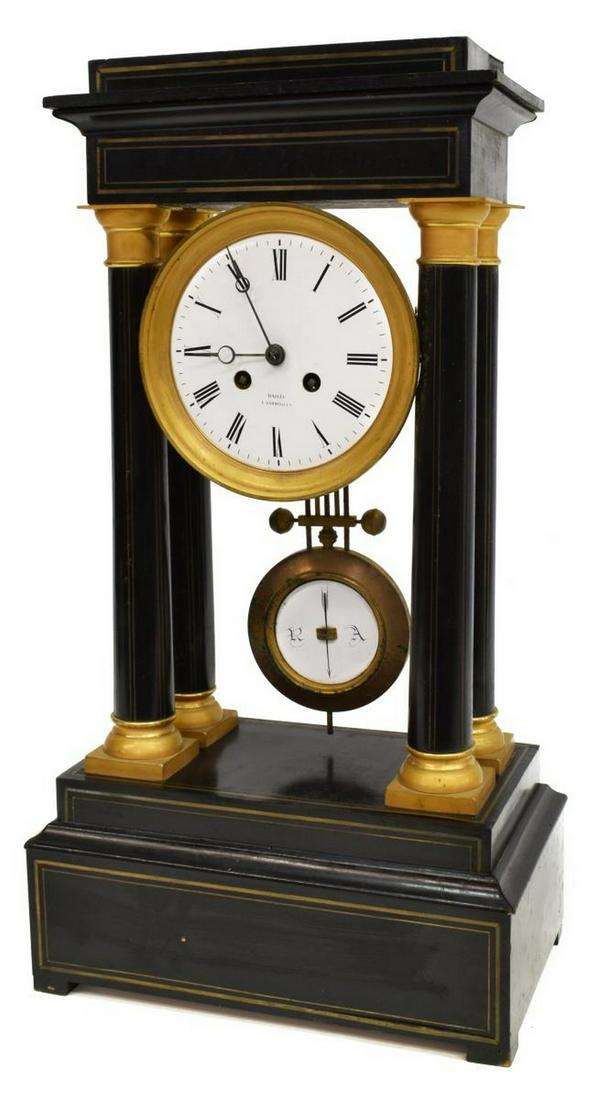 FRENCH NAPOLEON III PERIOD EBONIZED PORTICO CLOCK (1 of 6)