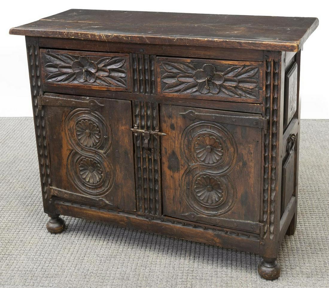 SPANISH HEAVILY CARVED WALNUT CABINET (1 of 5)