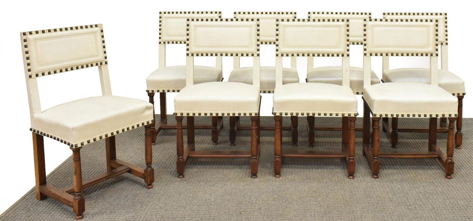 (8) FRENCH LEATHER UPHOLSTERED DINING CHAIRS (1 of 2)