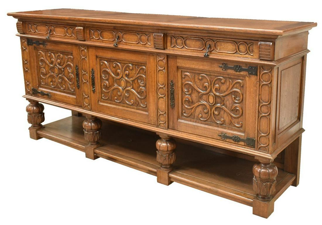 SPANISH RENAISSANCE REVIVAL OAK SIDEBOARD (1 of 5)
