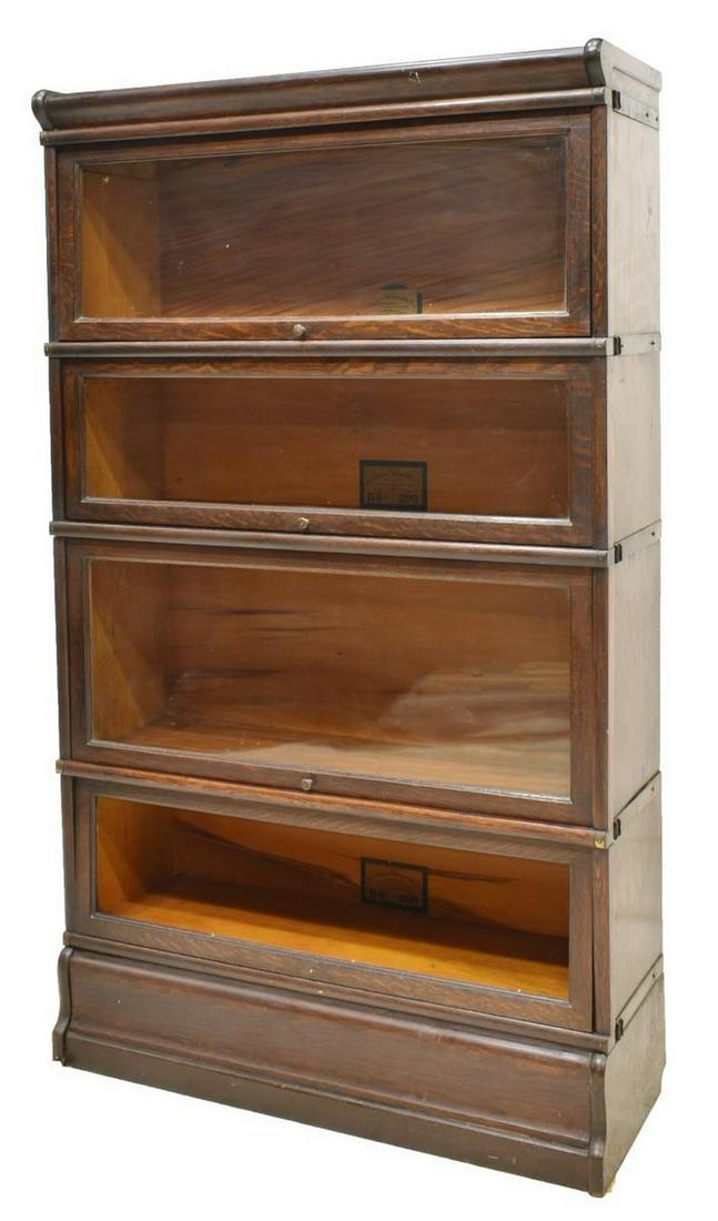 GLOBE-WERNICKE CO. OAK 4-STACK LAWYER'S BOOKCASE (1 of 4)
