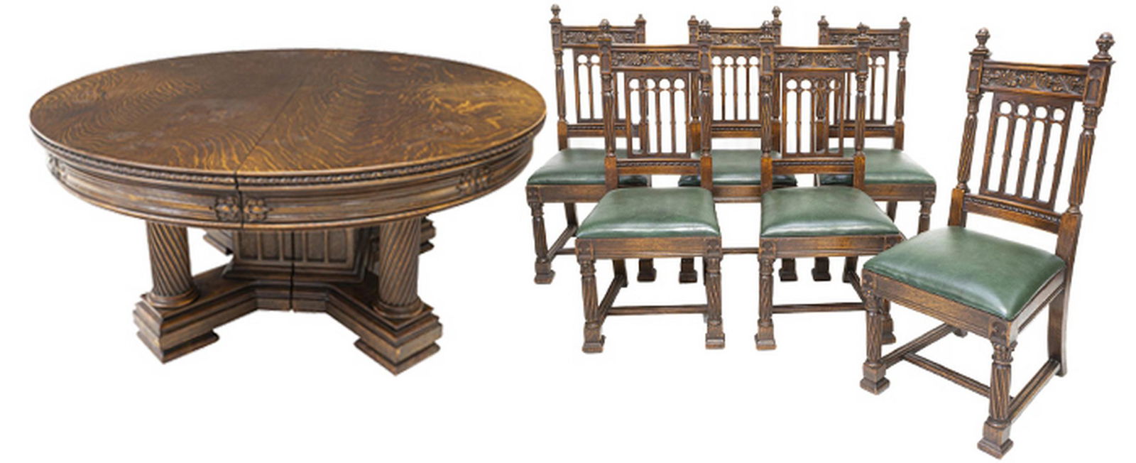(7) GOTHIC REVIVAL EXTENSION DINING TABLE & CHAIRS (1 of 7)