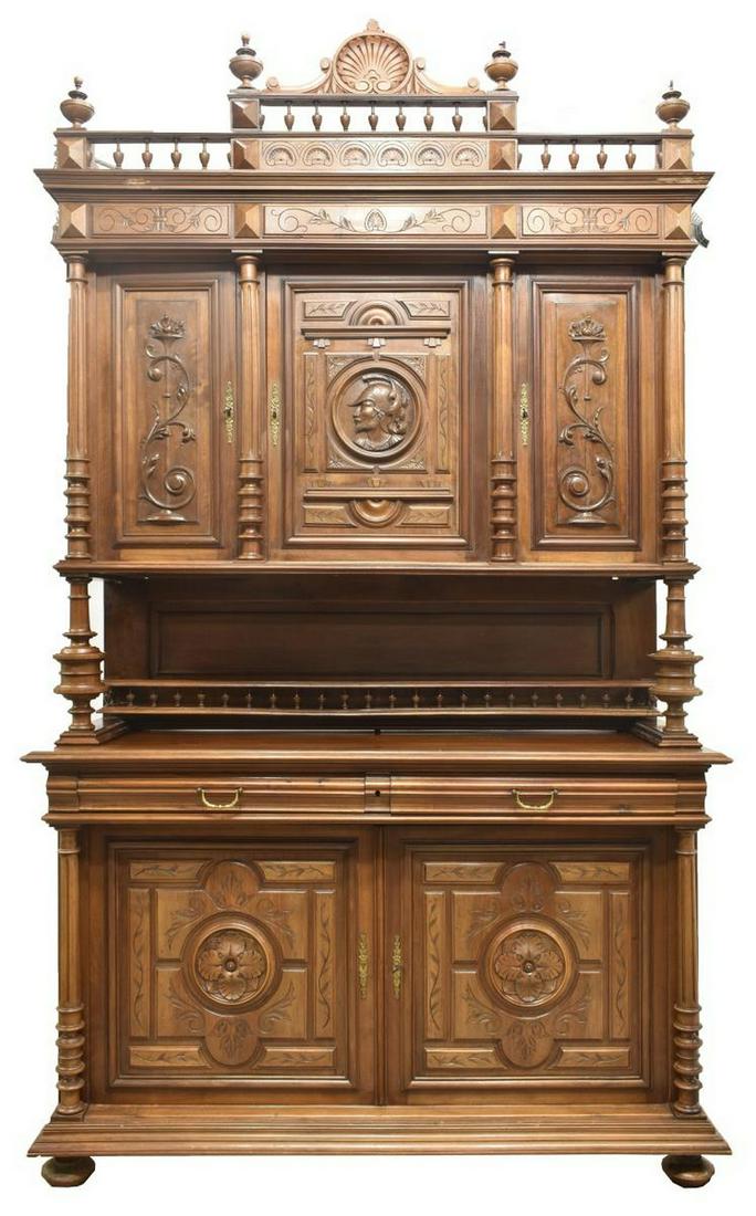 FRENCH HENRI II STYLE WALNUT SIDEBOARD (1 of 4)