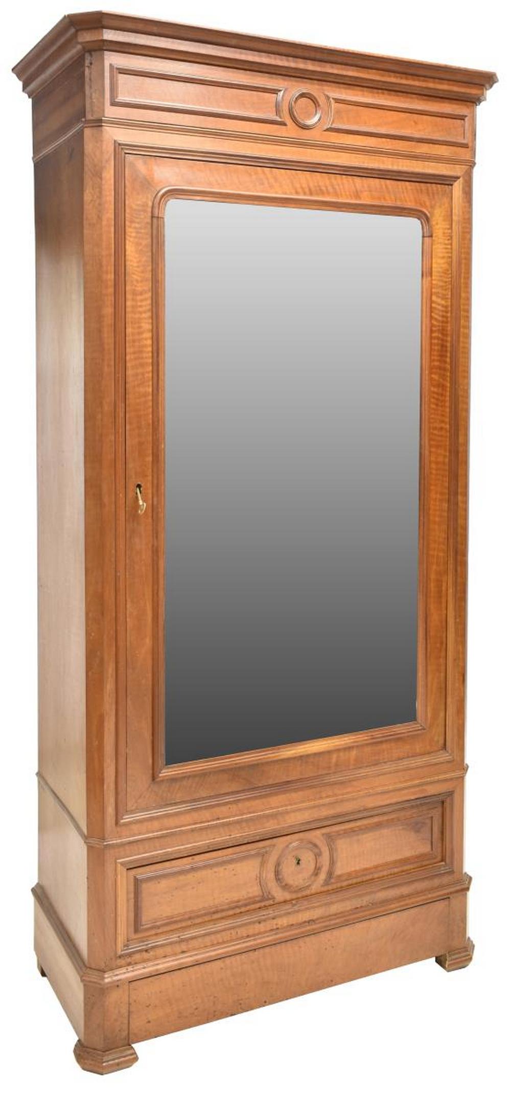 FRENCH LOUIS PHILIPPE WALNUT MIRRORED ARMOIRE (1 of 4)