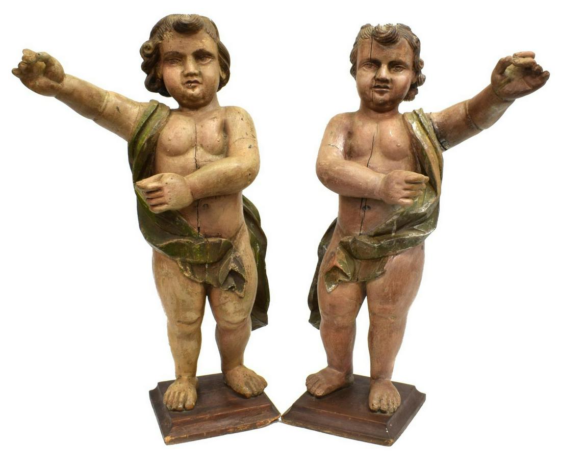 (2) CONTINENTAL CARVED RELIGIOUS ALTAR FIGURES (1 of 3)