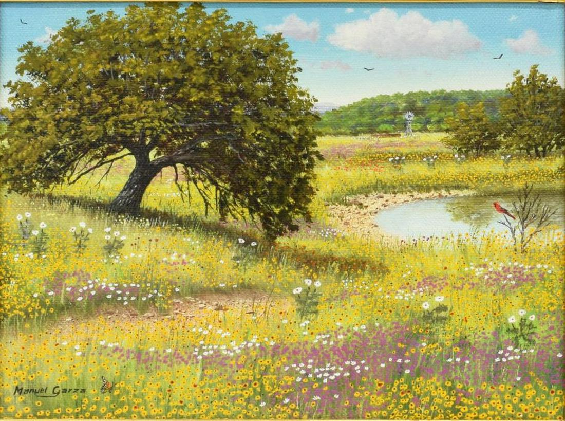 MANUEL GARZA (TX, B.1940) WILDFLOWER PAINTING (1 of 4)