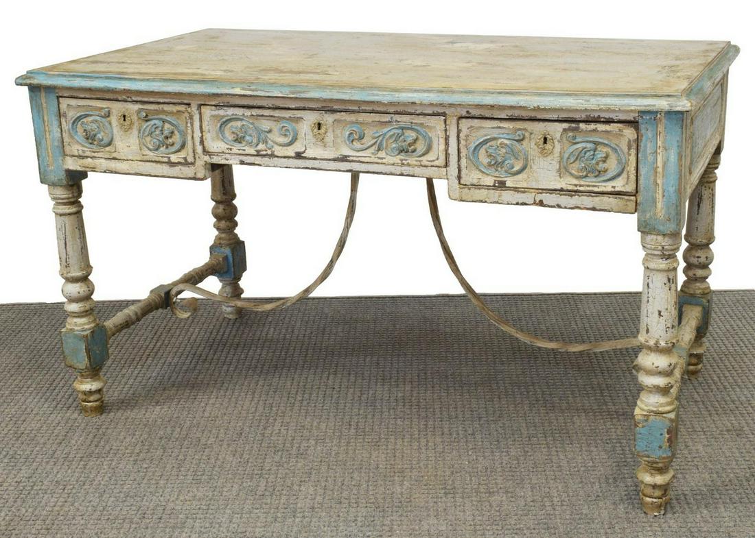 SPANISH BAROQUE STYLE PAINTED WRITING DESK (1 of 5)