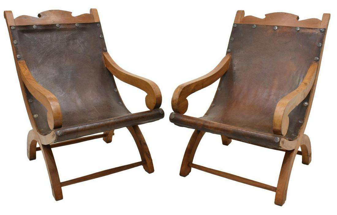 (2) 'MIGUELITO' BUTAQUE LEATHER CHAIRS, MEXICO (1 of 2)