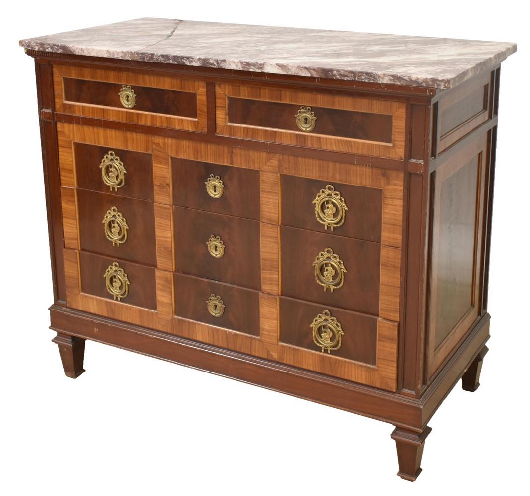 SPANISH NEOCLASSICAL MARBLE-TOP MAHOGANY COMMODE (1 of 6)