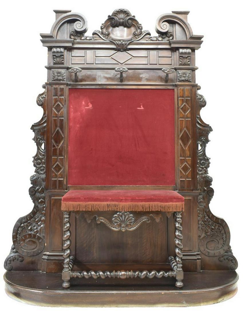 LARGE SPANISH SHELL & SPIRAL CARVED HALLTREE (1 of 5)