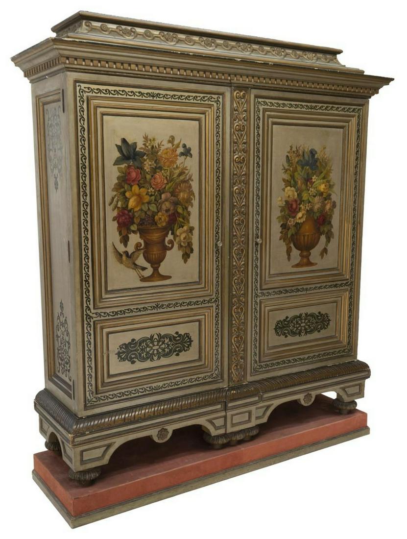 LARGE SPANISH PAINTED DOUBLE-DOOR ARMOIRE (1 of 4)
