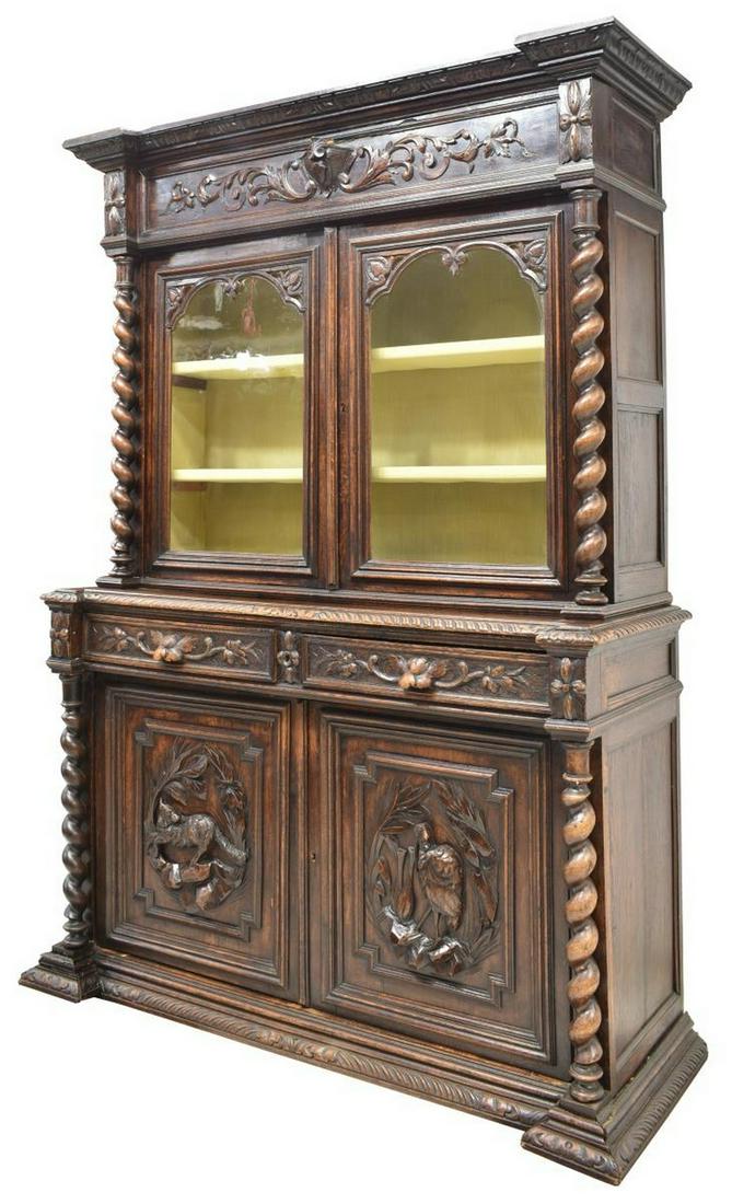 FRENCH HENRI II STYLE CARVED OAK SIDEBOARD (1 of 5)