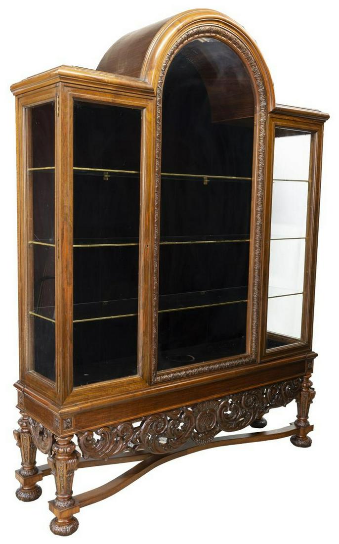 LARGE SPANISH GLAZED VITRINE DISPLAY CABINET (1 of 3)
