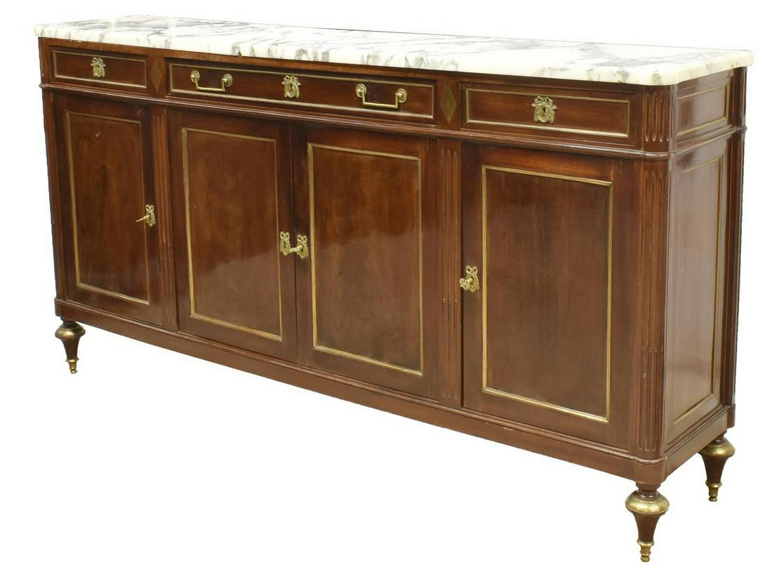 LOUIS XVI STYLE MARBLE-TOP MAHOGANY SIDEBOARD (1 of 6)