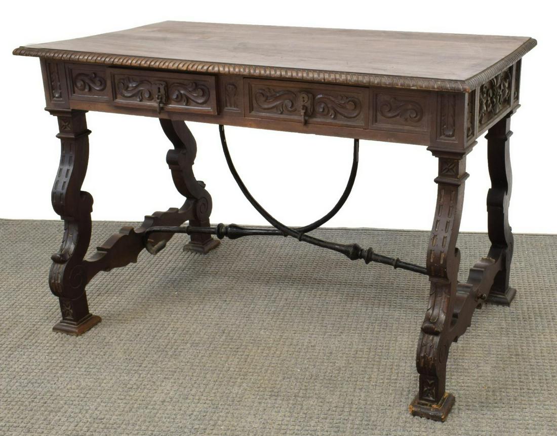 SPANISH BAROQUE STYLE WRITING DESK LIBRARY TABLE (1 of 4)