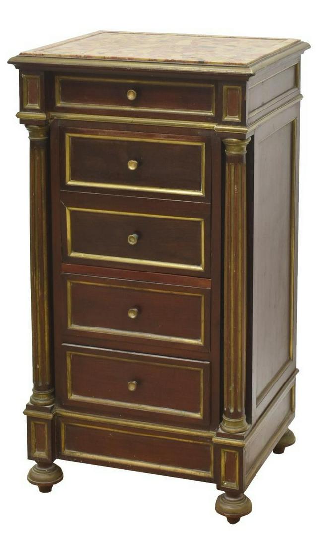 FRENCH NAPOLEON III MARBLE-TOP MAHOGANY NIGHTSTAND (1 of 5)