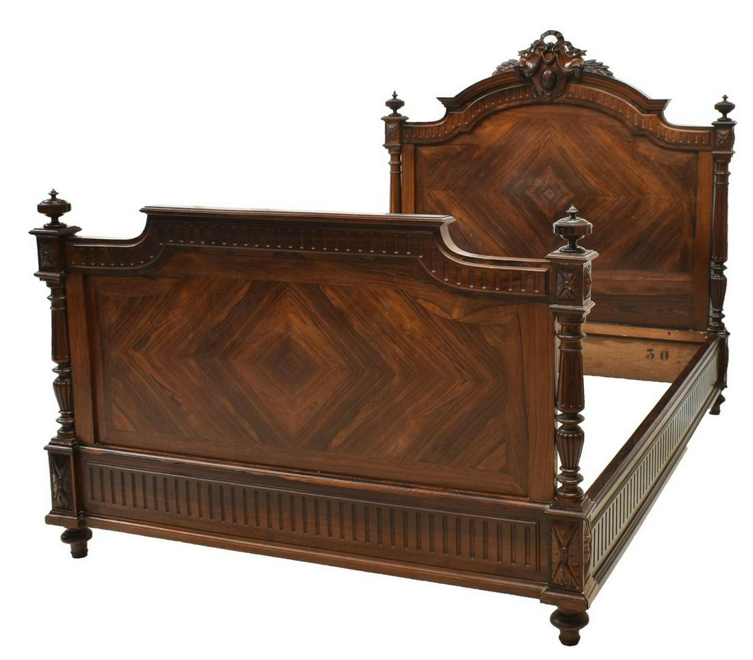 FRENCH ROSEWOOD BED, LATE 19TH C. (1 of 3)