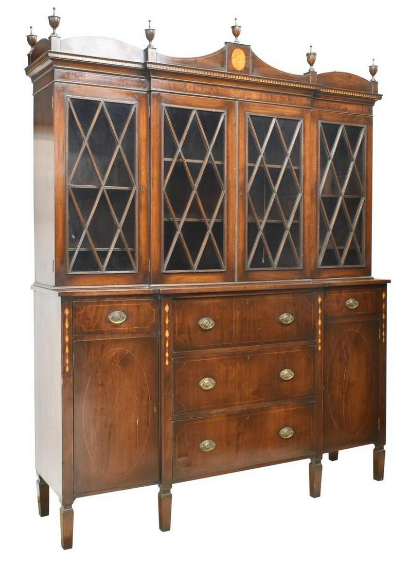 ENGLISH HEPPLEWHITE STYLE MAHOGANY BREAKFRONT (1 of 4)