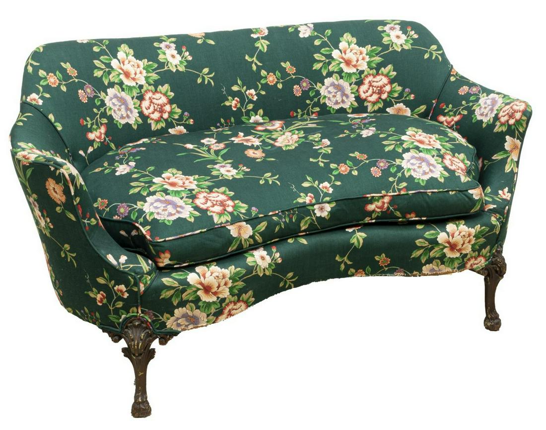 ENGLISH GEORGIAN STYLE UPHOLSTERED CANAPE SOFA (1 of 3)