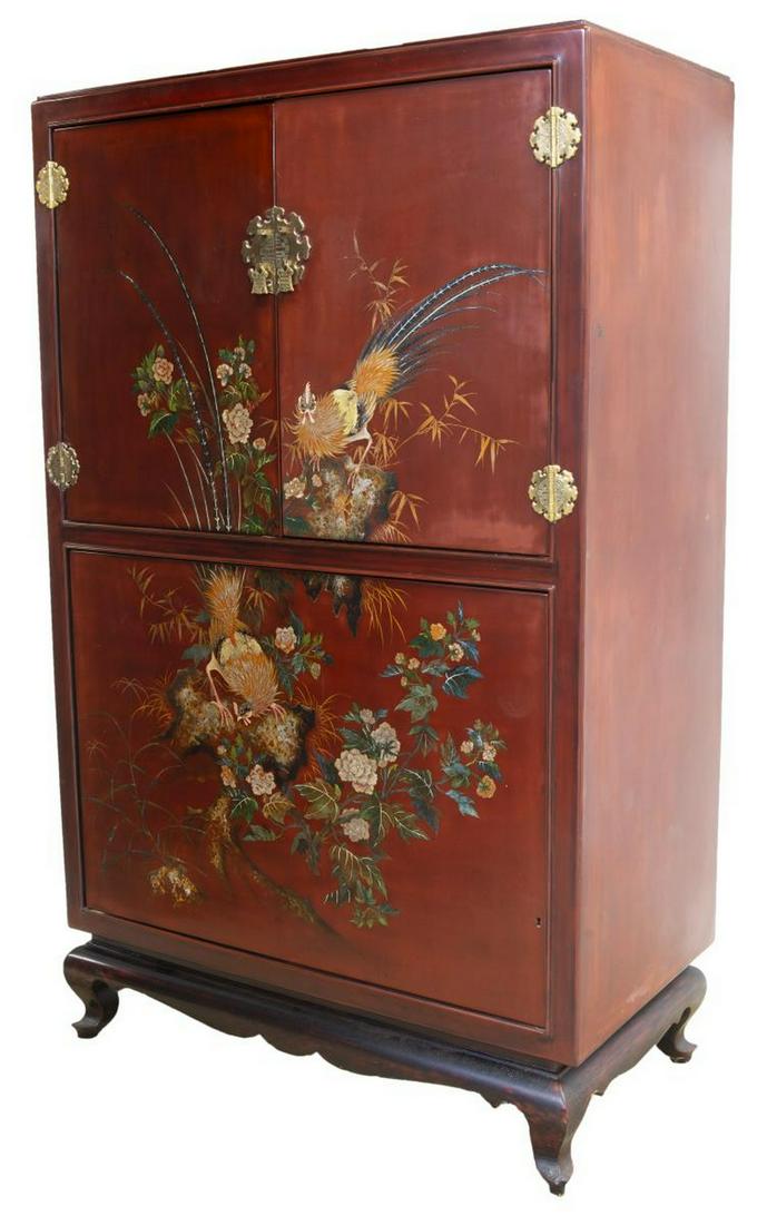 CHINESE LACQUERED & PAINTED BAR CABINET (1 of 4)