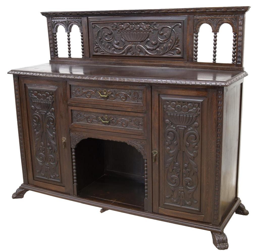 SPANISH RENAISSANCE REVIVAL CARVED SIDEBOARD (1 of 5)
