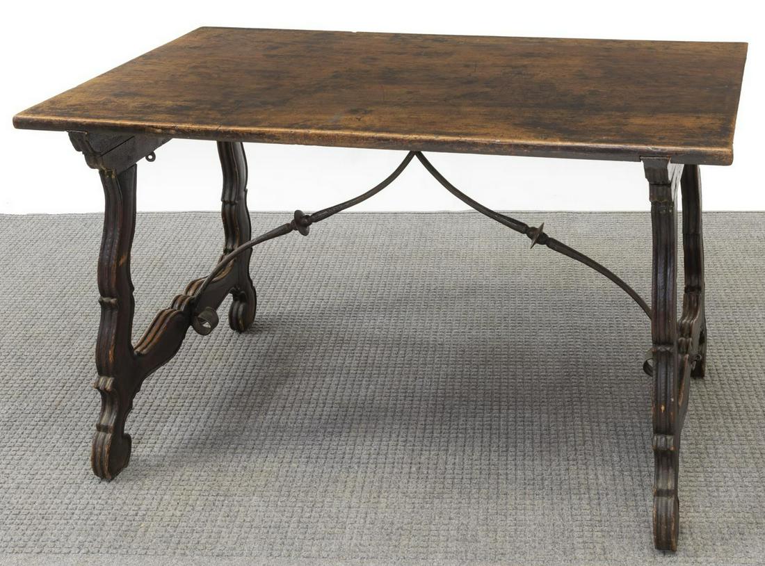 SPANISH BAROQUE STYLE WALNUT & IRON TABLE (1 of 3)