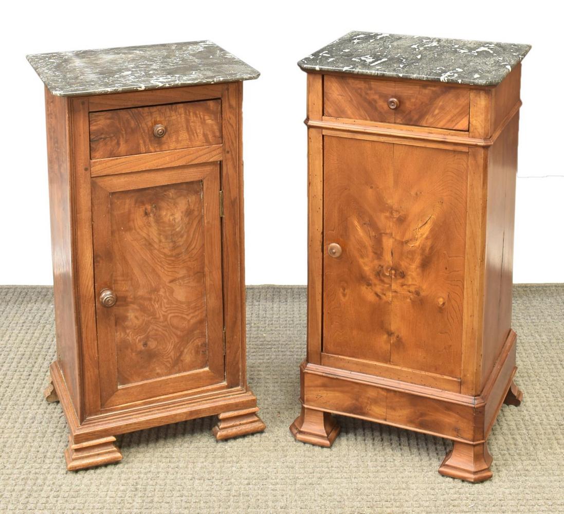 (2) LOUIS PHILIPPE MARBLE-TOP WALNUT NIGHTSTANDS (1 of 4)