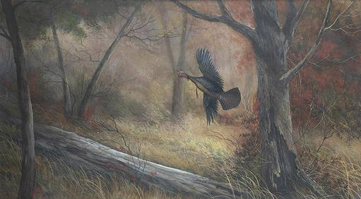 JAMIE CARTER (20TH C.) TURKEY IN FLIGHT PAINTING (1 of 4)
