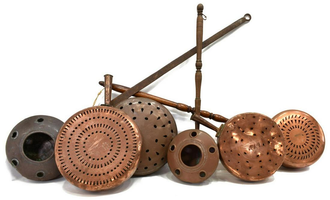 (6) GROUP OF FRENCH COPPER BED WARMERS (1 of 4)
