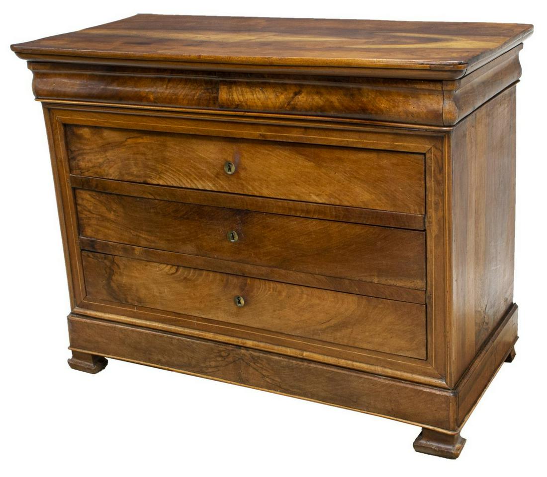 FRENCH LOUIS PHILIPPE WALNUT FOUR-DRAWER COMMODE (1 of 5)