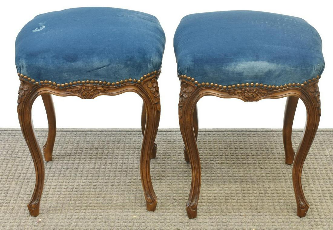(2) FRENCH LOUIS XV STYLE WALNUT OTTOMANS (1 of 2)