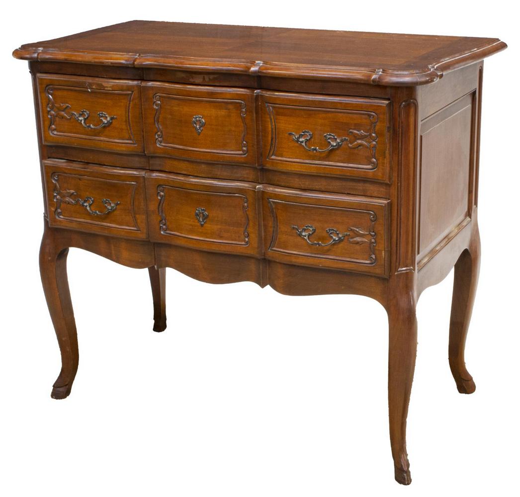 FRENCH LOUIS XV STYLE FRUITWOOD TWO-DRAWER COMMODE (1 of 5)