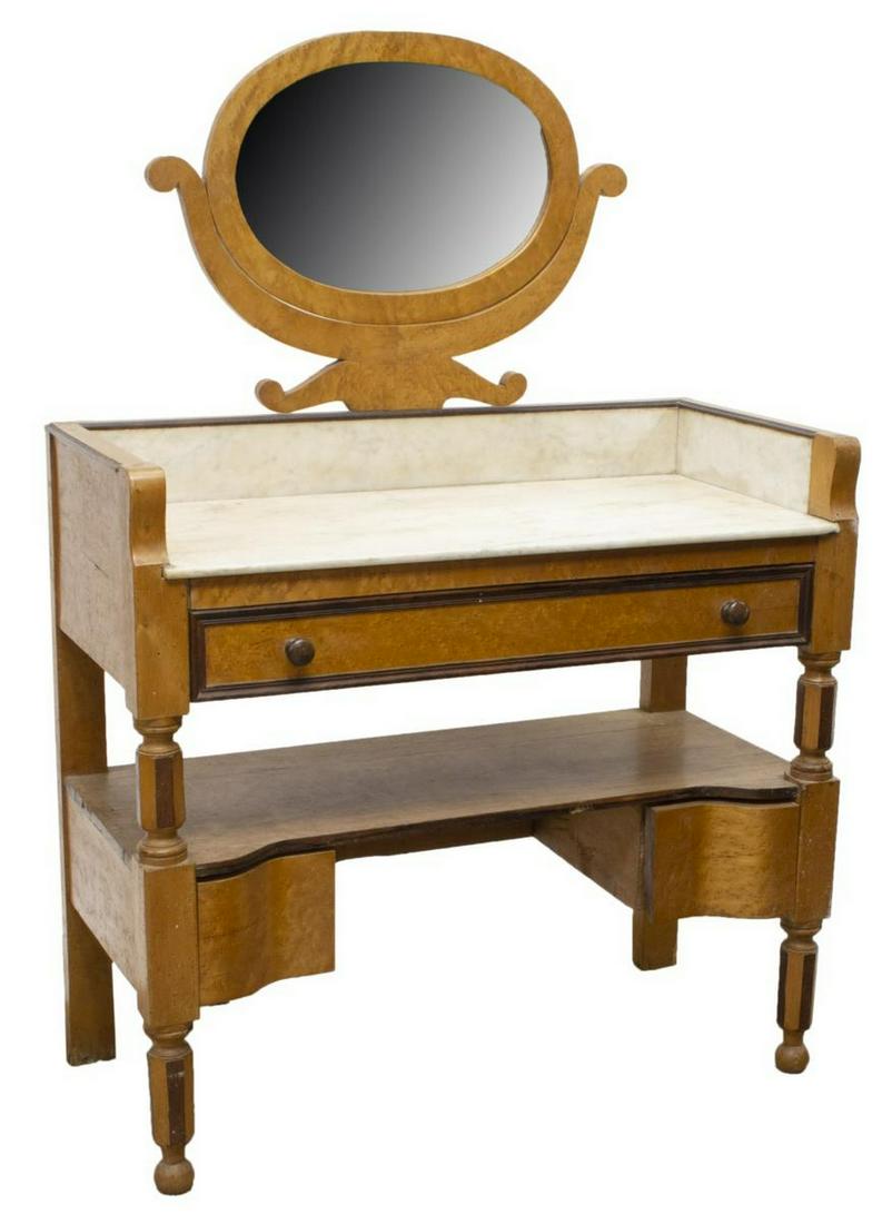 FRENCH MARBLE-TOP BIRDSEYE MAPLE WASH STAND (1 of 4)