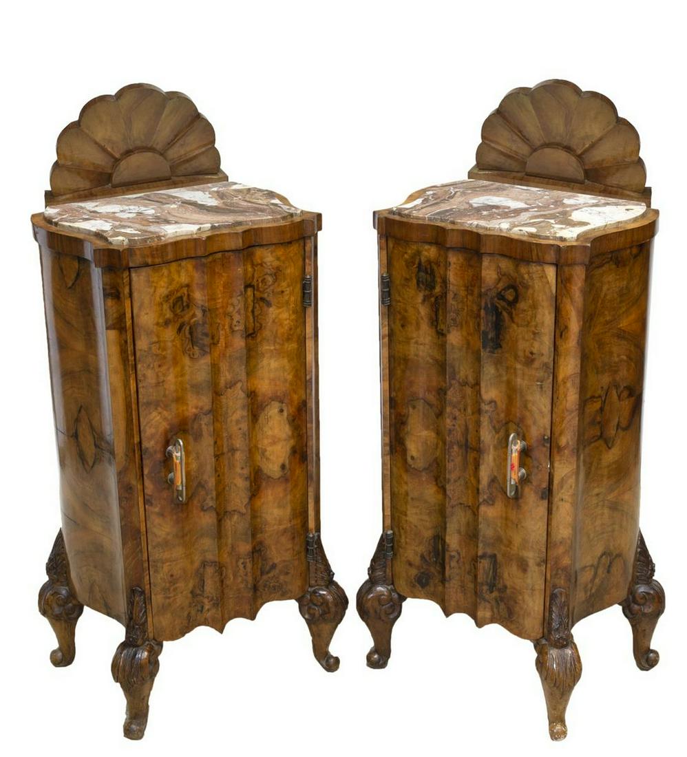 (2) ITALIAN ART DECO BURLWOOD NIGHTSTANDS (1 of 5)