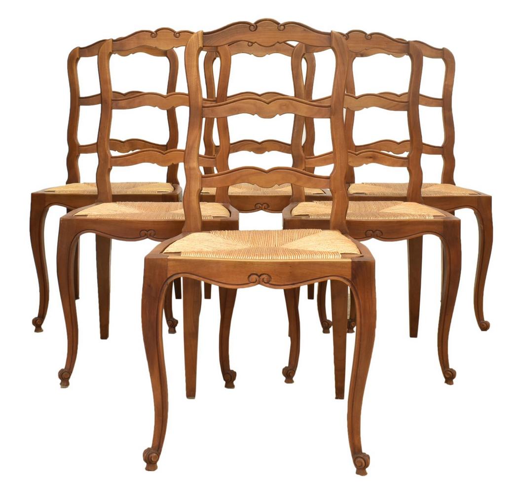 (6) FRENCH PROVINCIAL FRUITWOOD DINING CHAIRS (1 of 2)