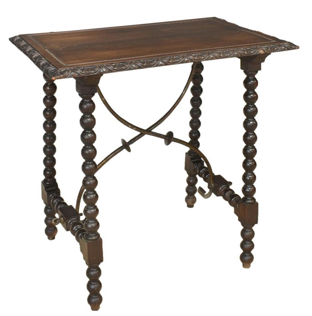 SPANISH BAROQUE STYLE WALNUT & IRON TURNED TABLE (1 of 4)