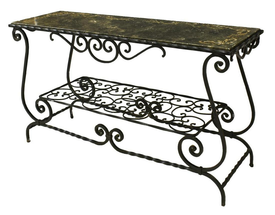 MARBLE-TOP IRON CONSOLE TABLE (1 of 3)