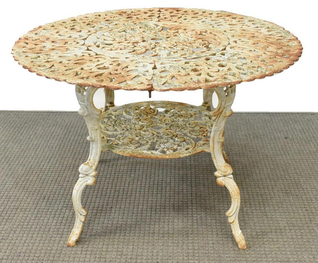 WHITE PAINTED CAST IRON PATIO GARDEN TABLE (1 of 2)
