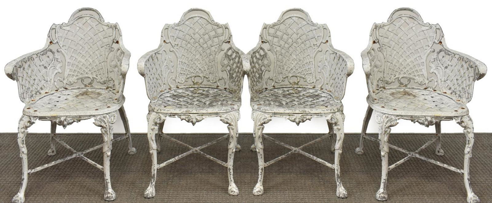 (4) WHITE PAINTED CAST METAL GARDEN CHAIRS (1 of 2)