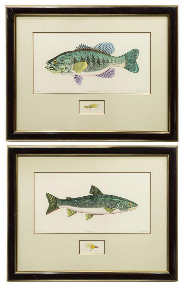 (2) DAN MITRA BROOK TROUT & LARGEMOUTH BASS PRINTS (1 of 5)